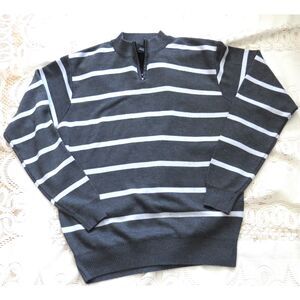 Silver Needle Men's 1/4 zip Pullover Sweater Gray/White  Large EUC